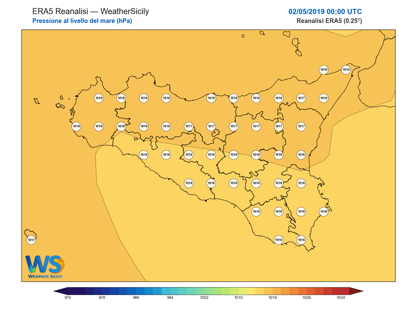Pressione al livello del mare · 2019050200
