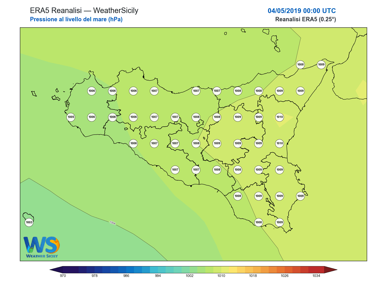 Pressione al livello del mare · 2019050400