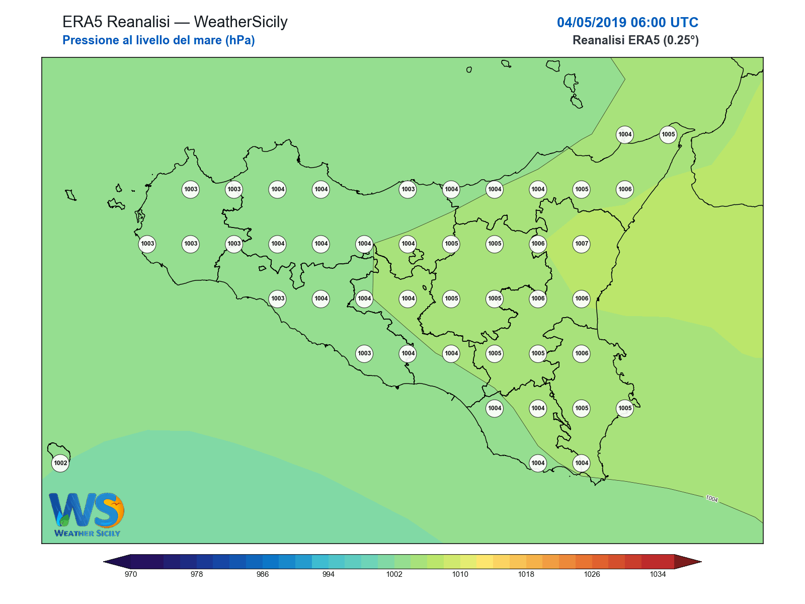 Pressione al livello del mare · 2019050406