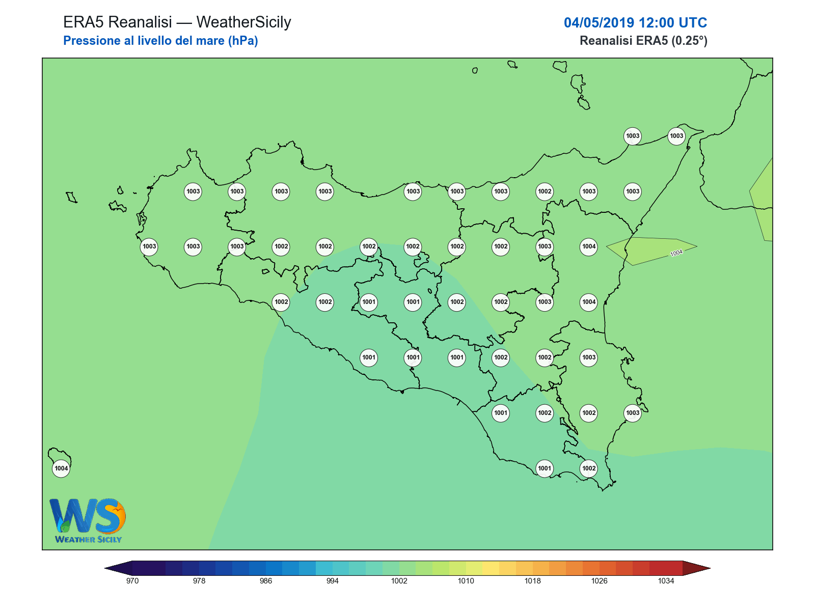 Pressione al livello del mare · 2019050412