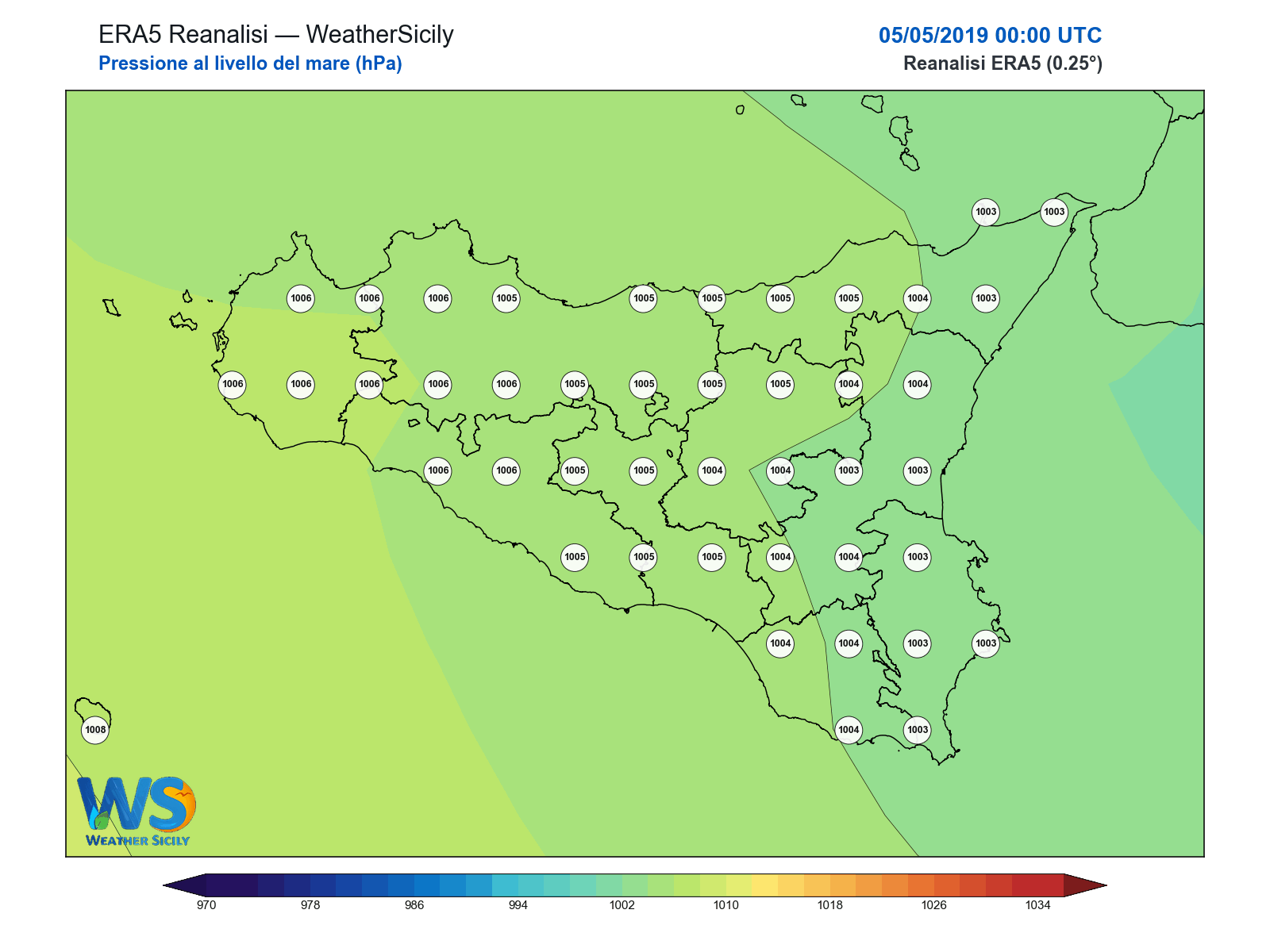 Pressione al livello del mare · 2019050500