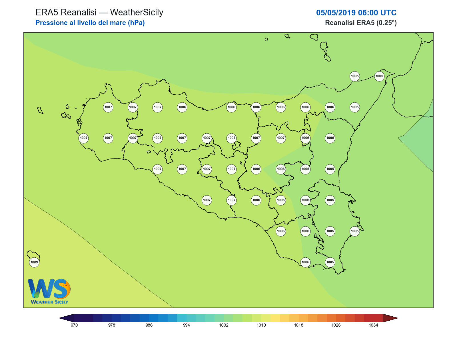 Pressione al livello del mare · 2019050506