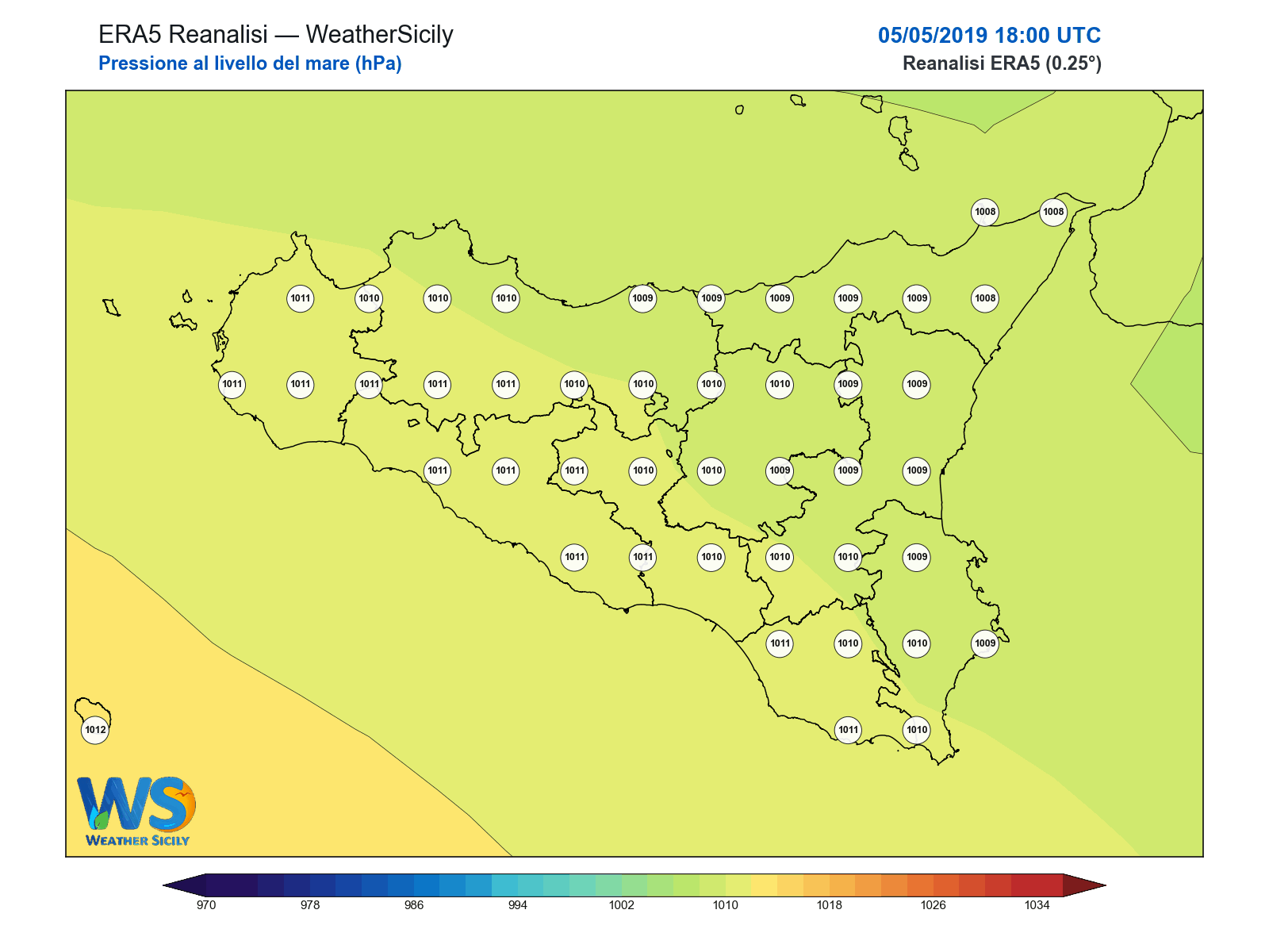 Pressione al livello del mare · 2019050518