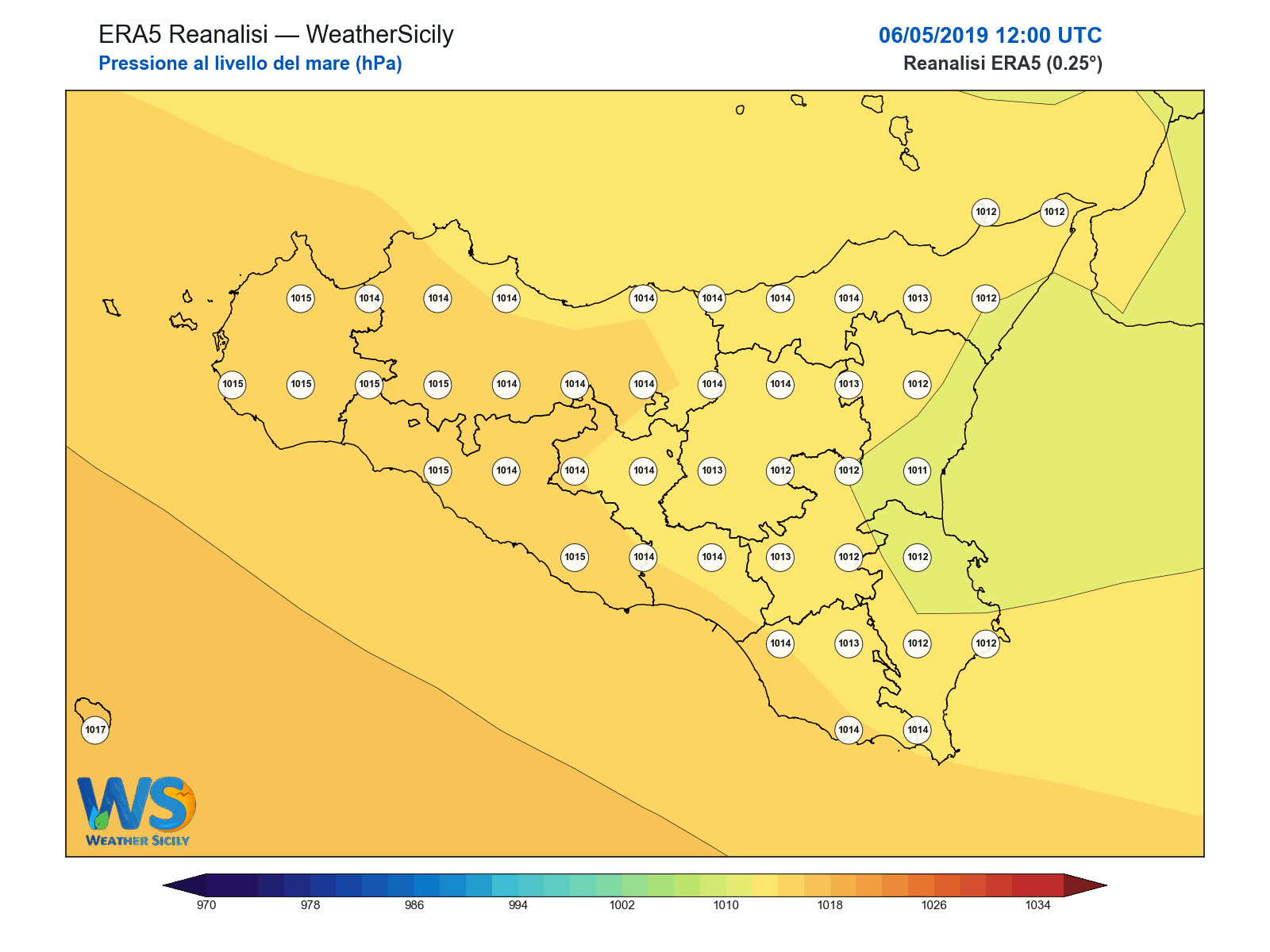 Pressione al livello del mare · 2019050612