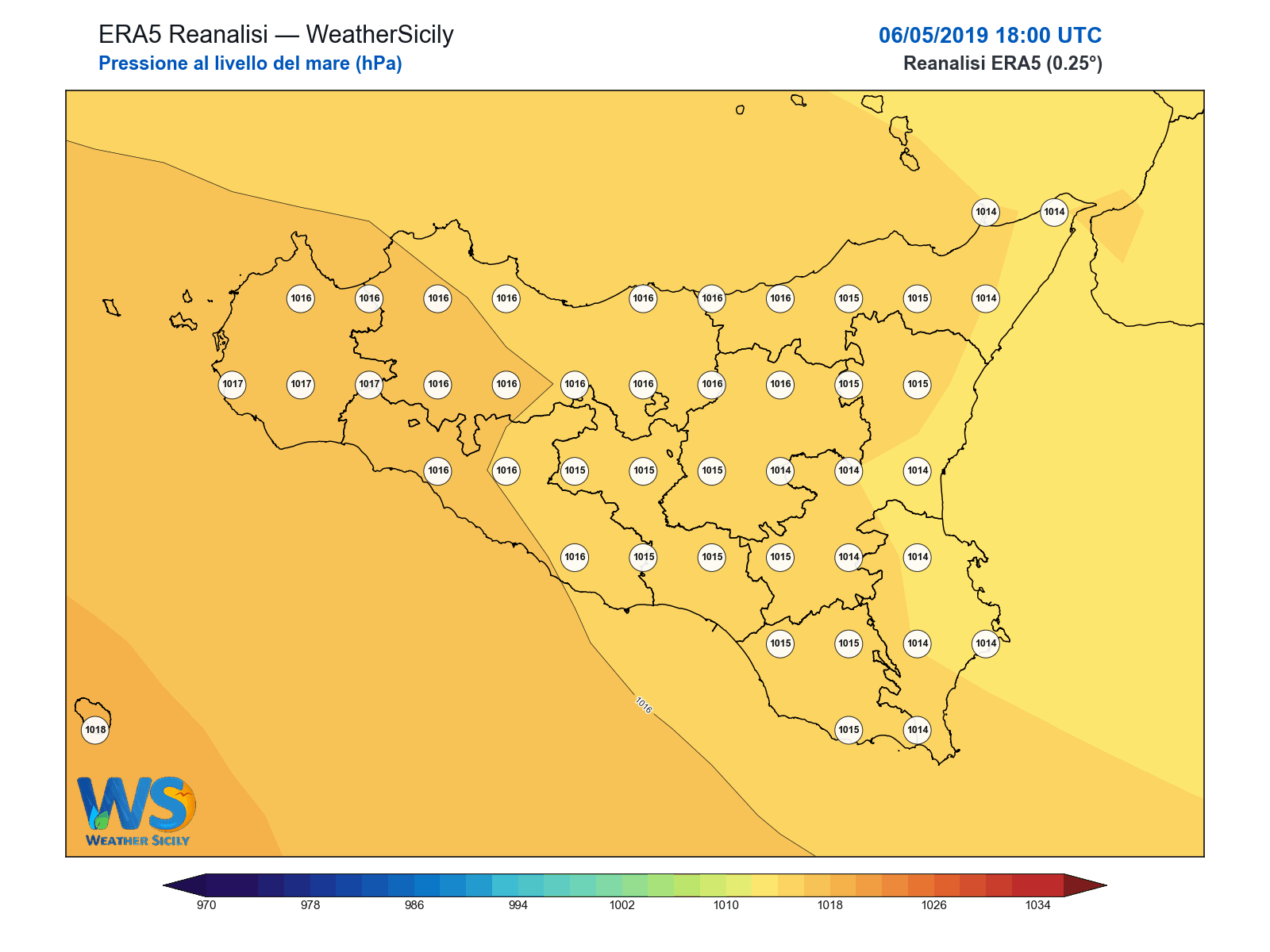 Pressione al livello del mare · 2019050618