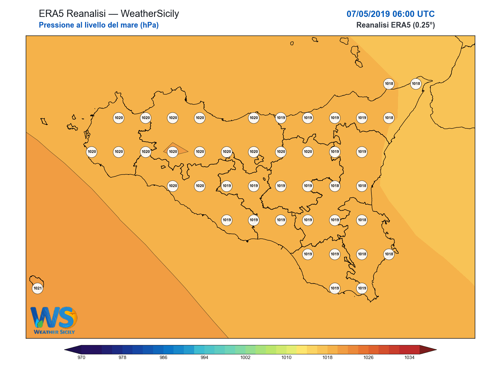 Pressione al livello del mare · 2019050706