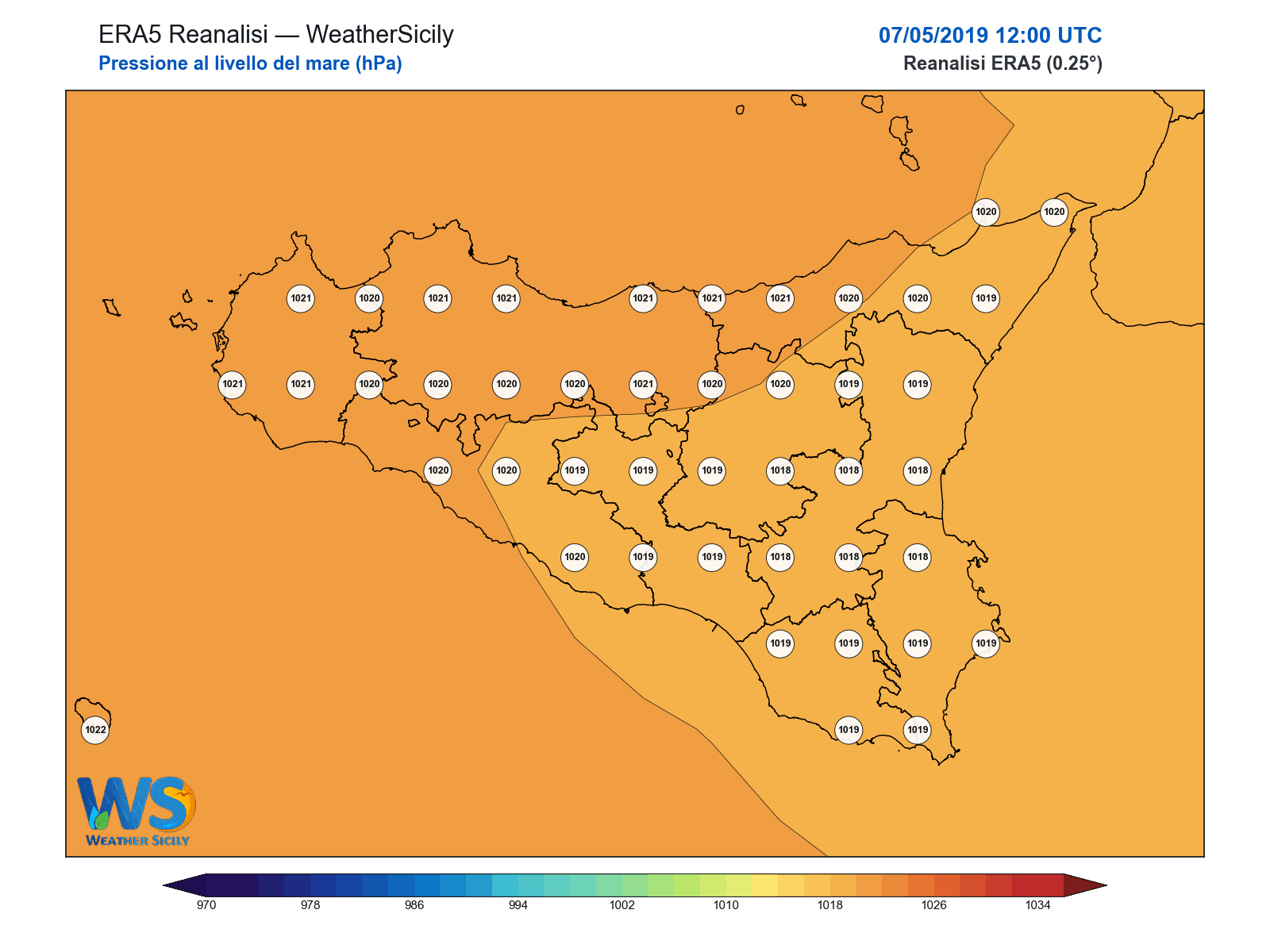 Pressione al livello del mare · 2019050712
