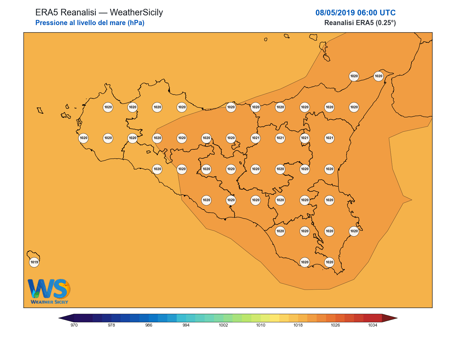 Pressione al livello del mare · 2019050806