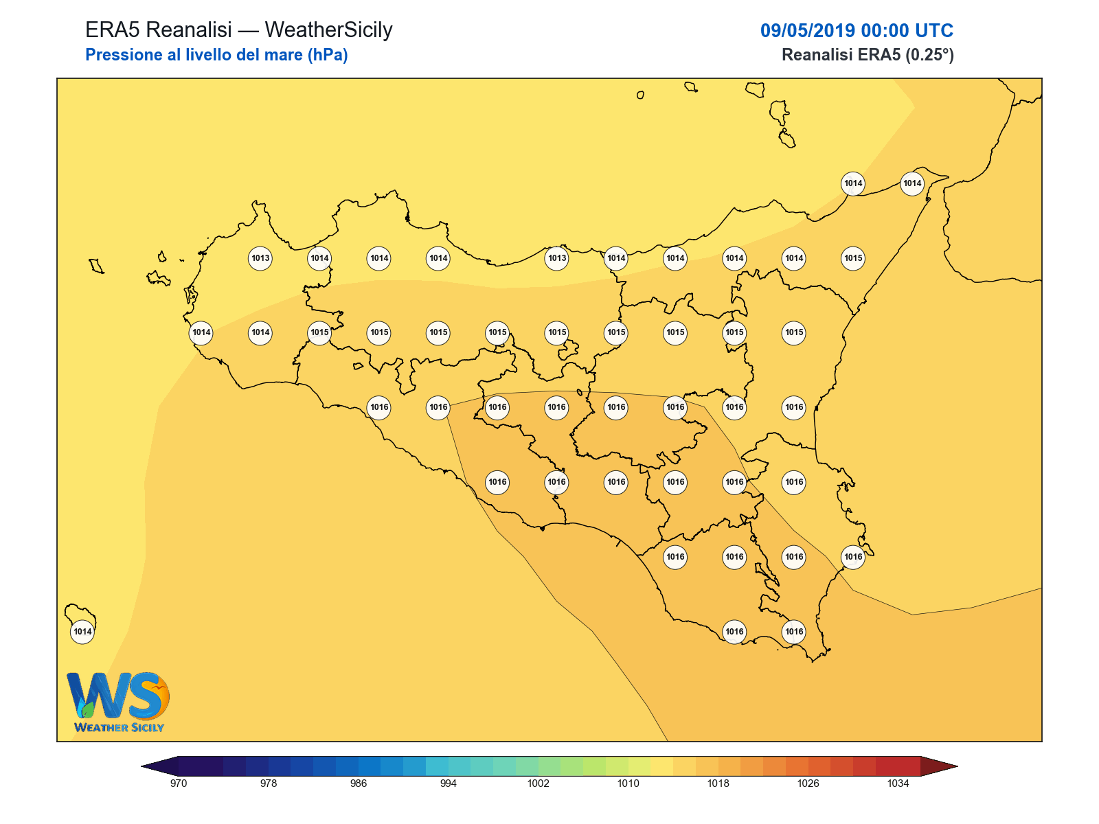 Pressione al livello del mare · 2019050900