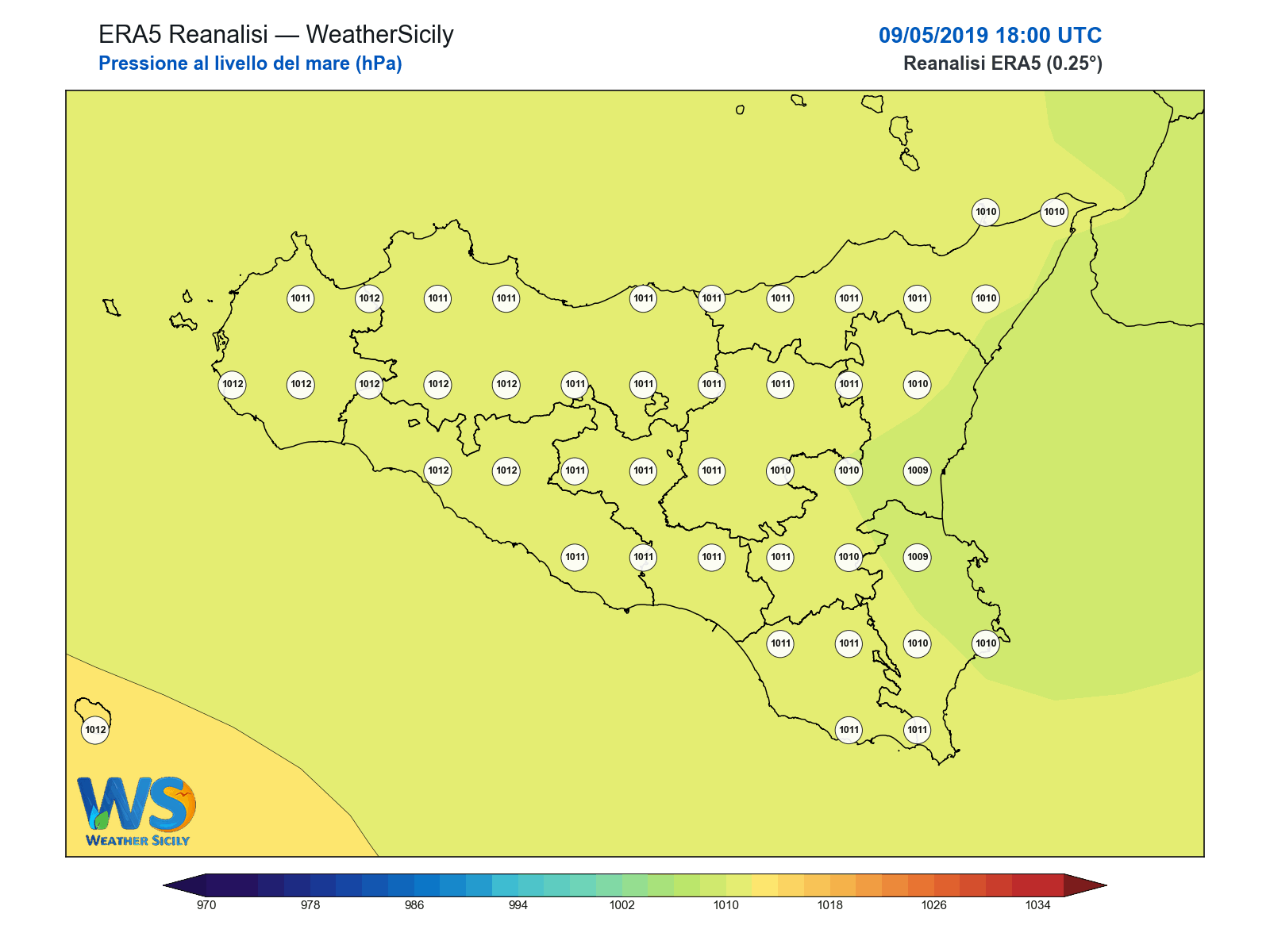 Pressione al livello del mare · 2019050918