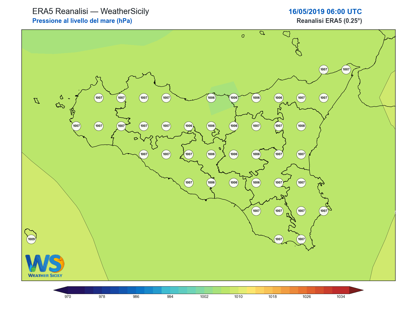 Pressione al livello del mare · 2019051606
