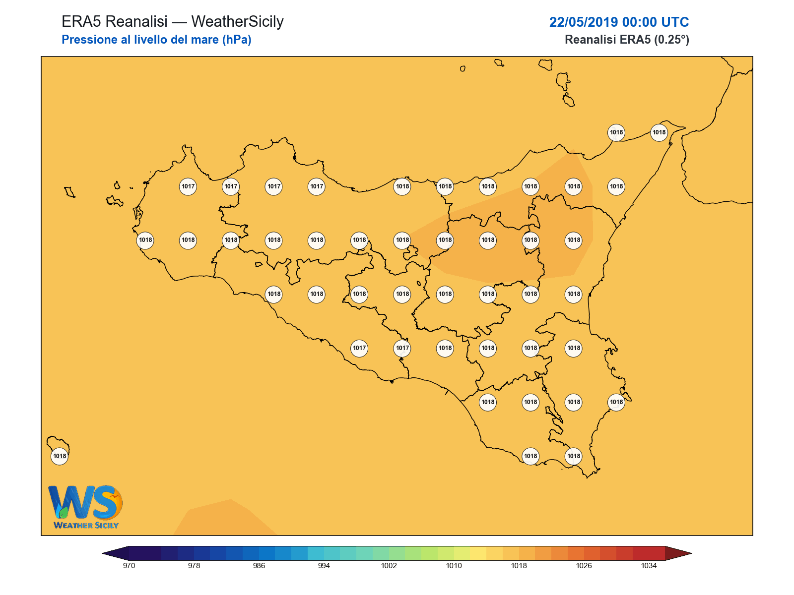 Pressione al livello del mare · 2019052200