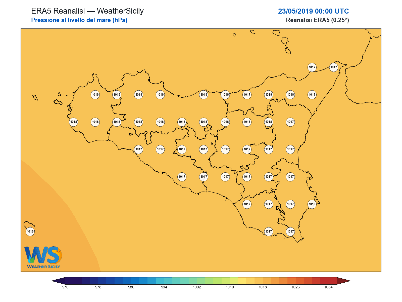 Pressione al livello del mare · 2019052300