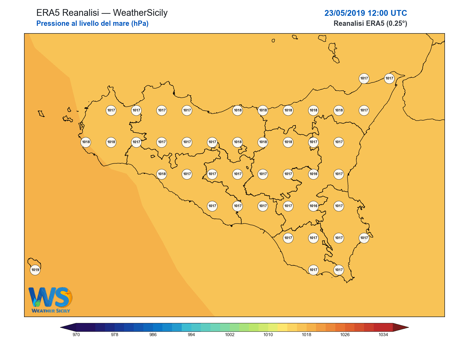 Pressione al livello del mare · 2019052312