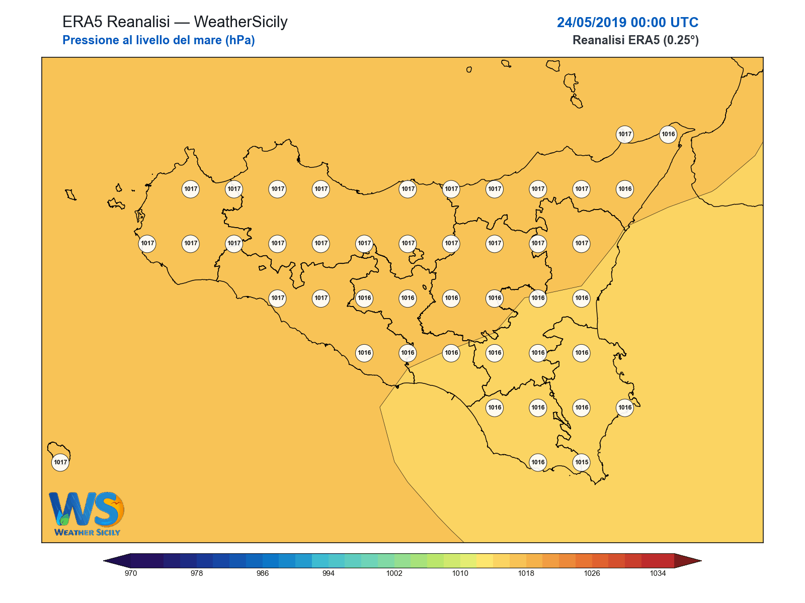 Pressione al livello del mare · 2019052400
