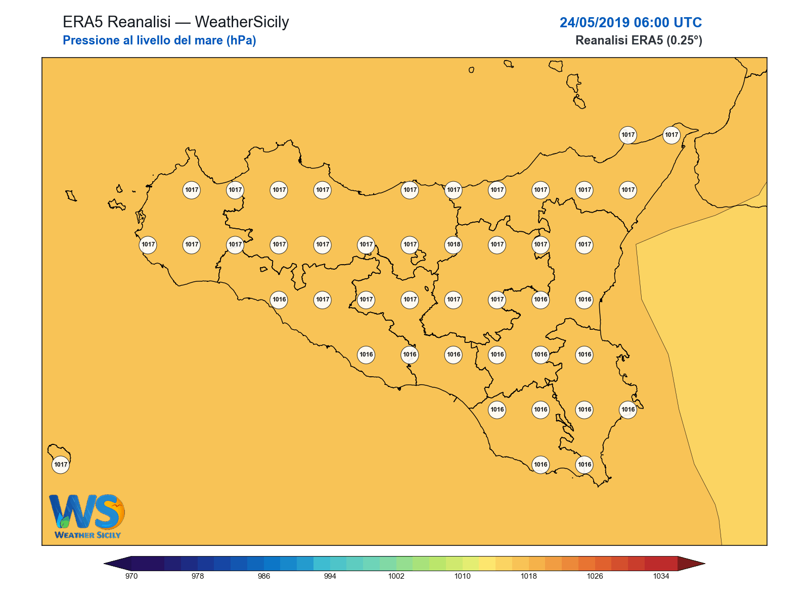 Pressione al livello del mare · 2019052406
