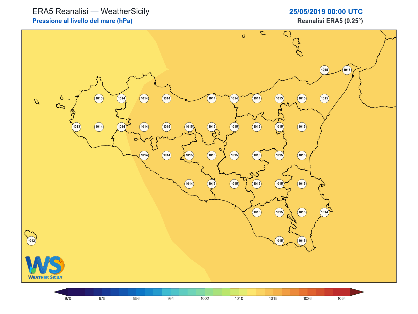Pressione al livello del mare · 2019052500