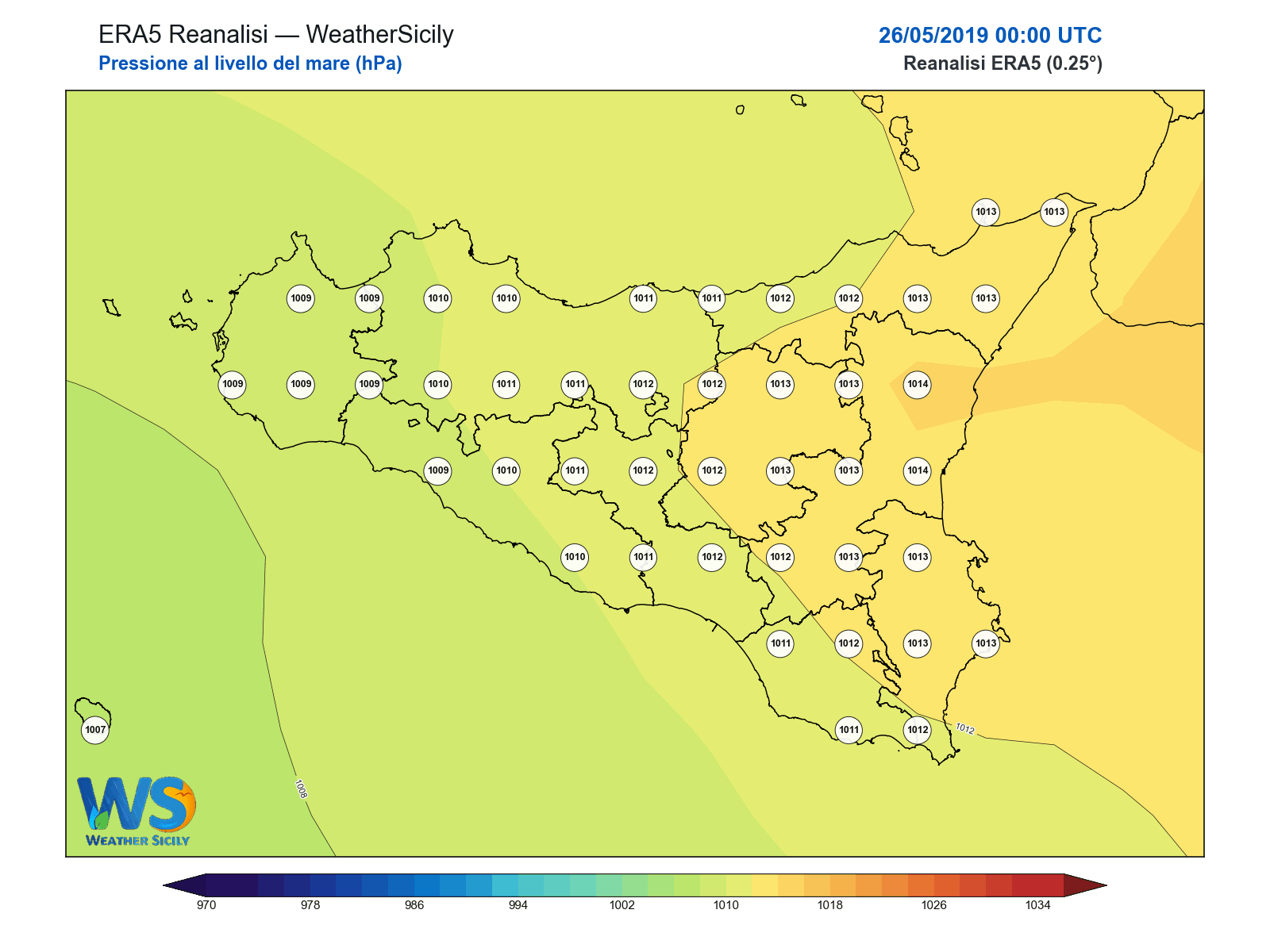 Pressione al livello del mare · 2019052600