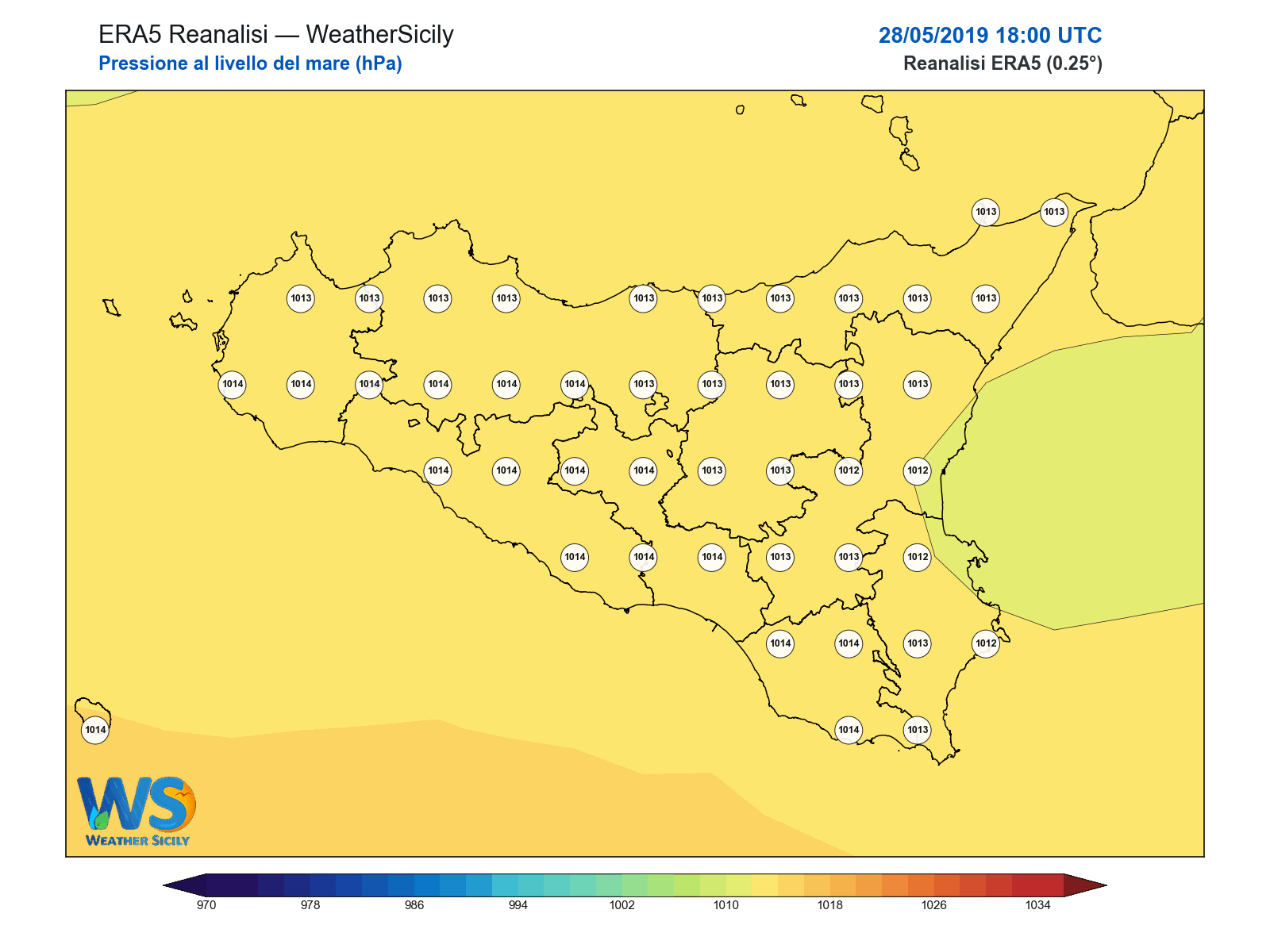 Pressione al livello del mare · 2019052818
