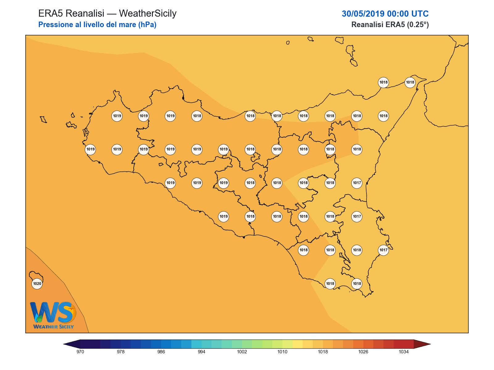 Pressione al livello del mare · 2019053000
