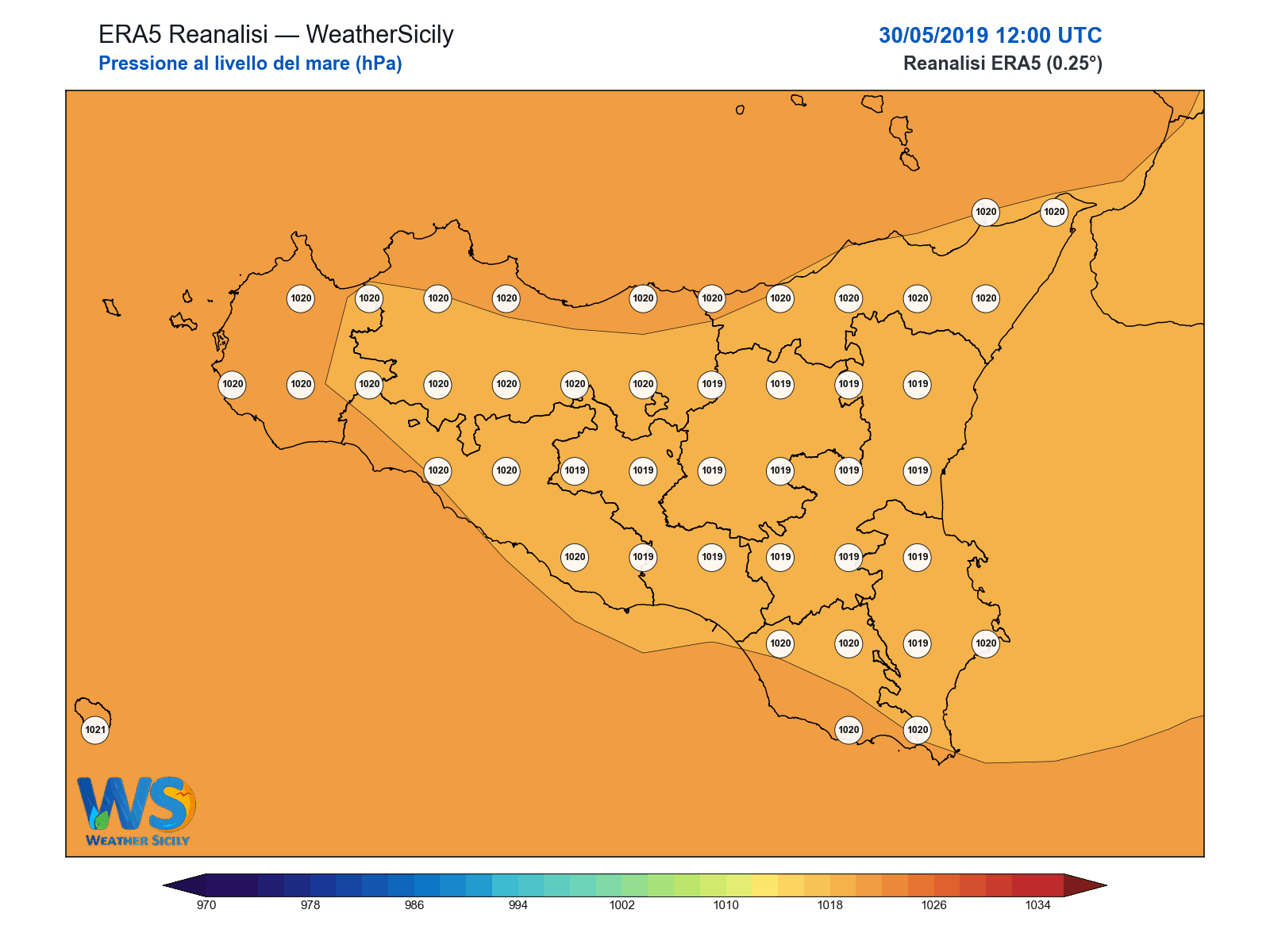 Pressione al livello del mare · 2019053012