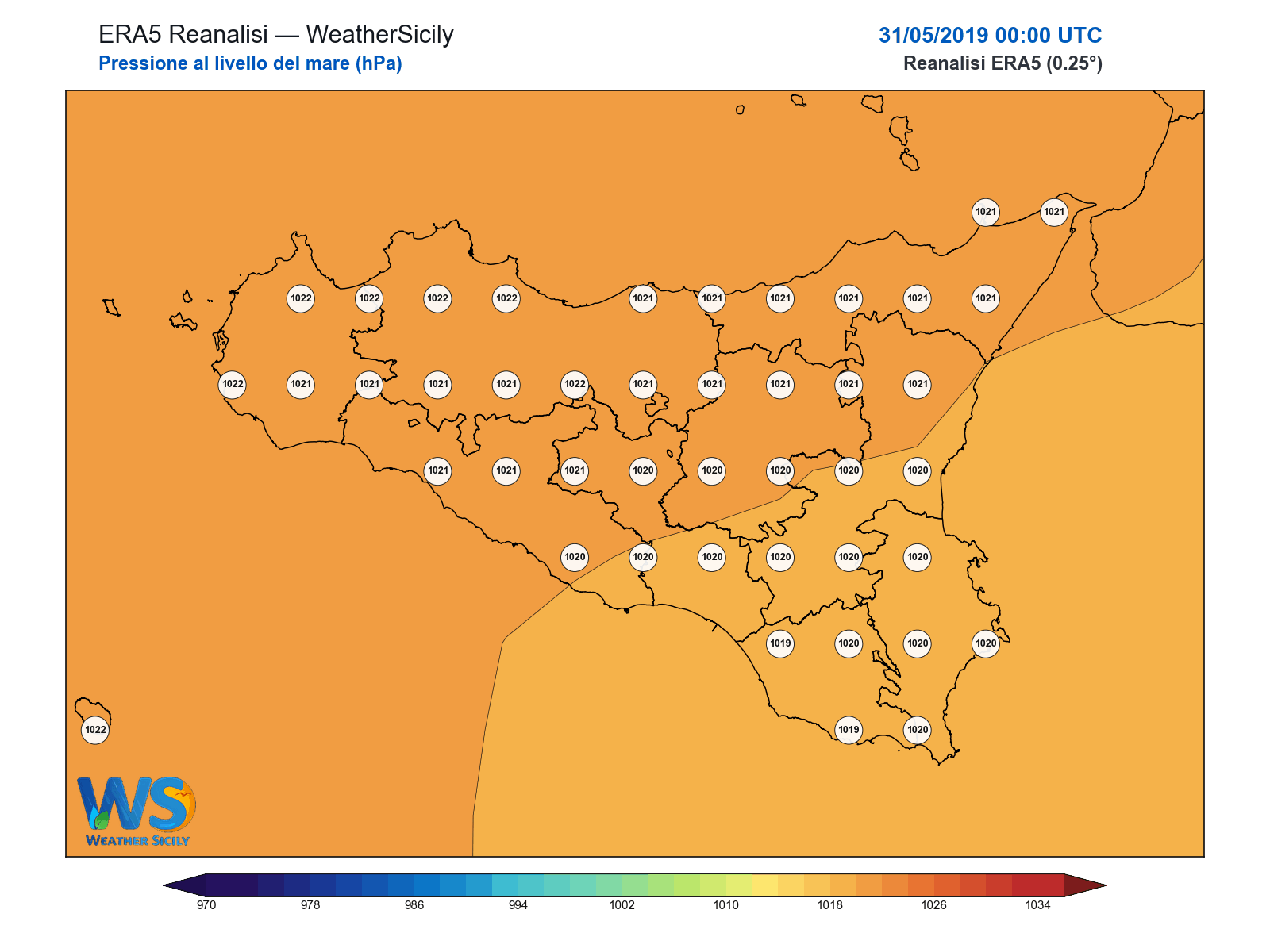 Pressione al livello del mare · 2019053100