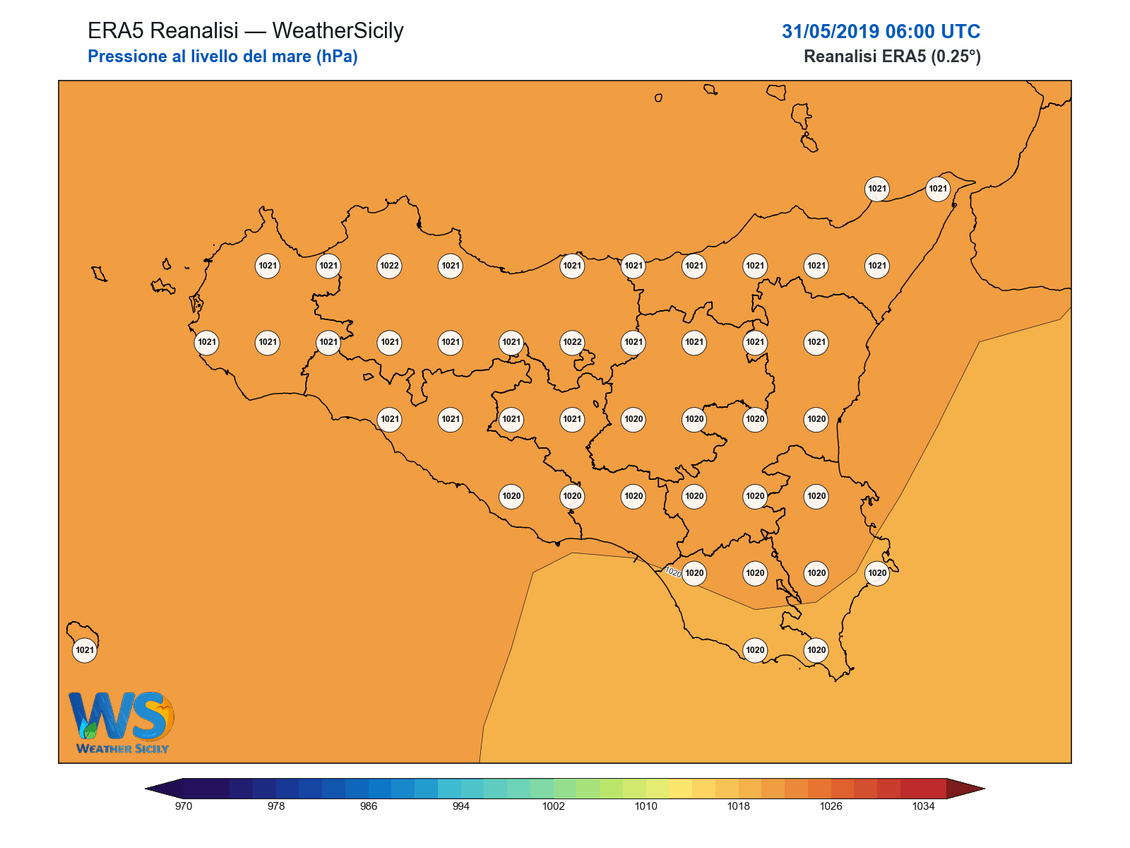 Pressione al livello del mare · 2019053106