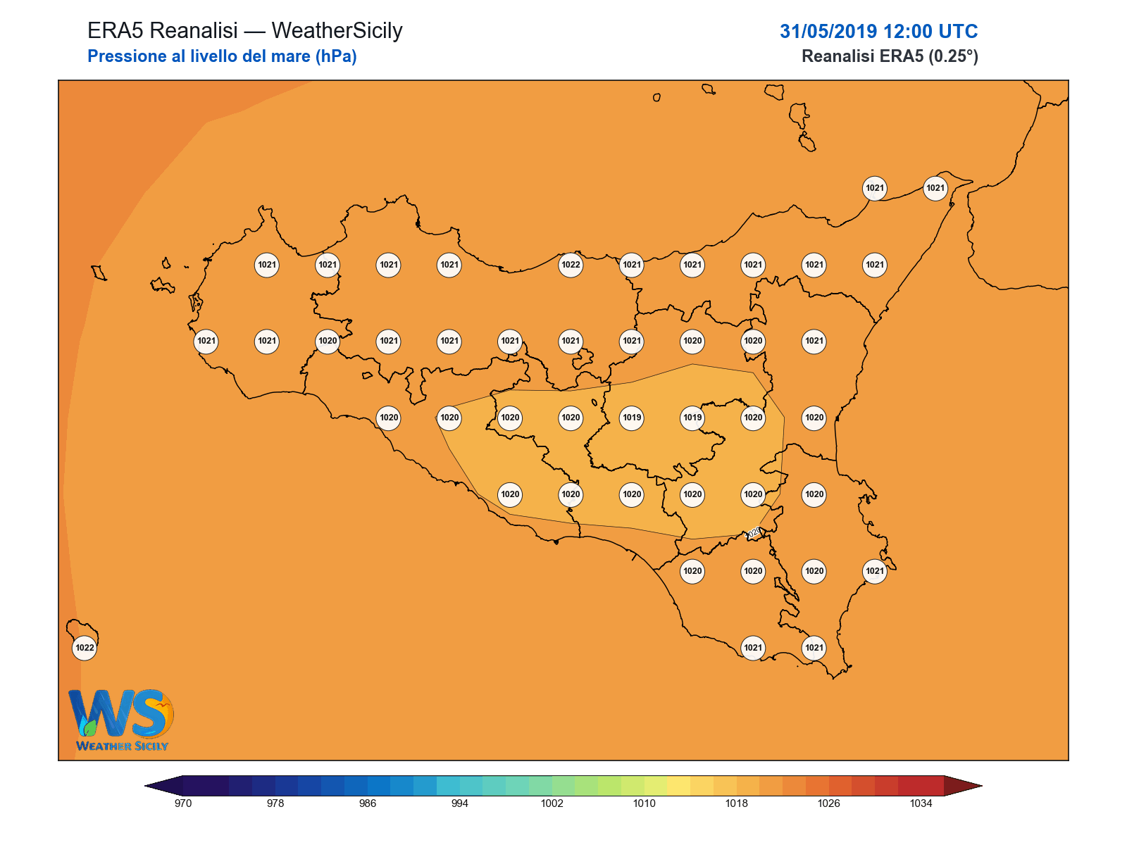 Pressione al livello del mare · 2019053112