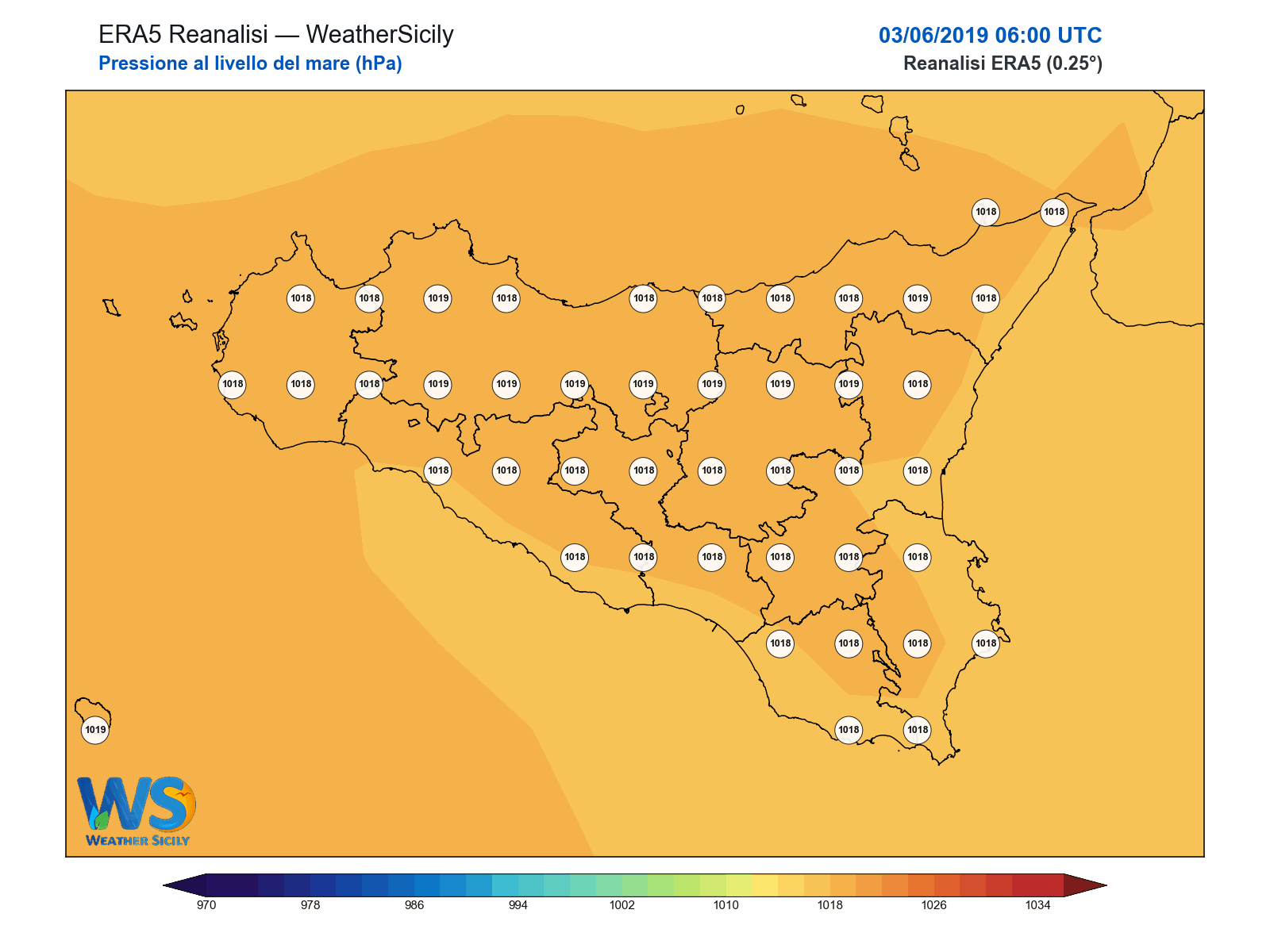 Pressione al livello del mare · 2019060306