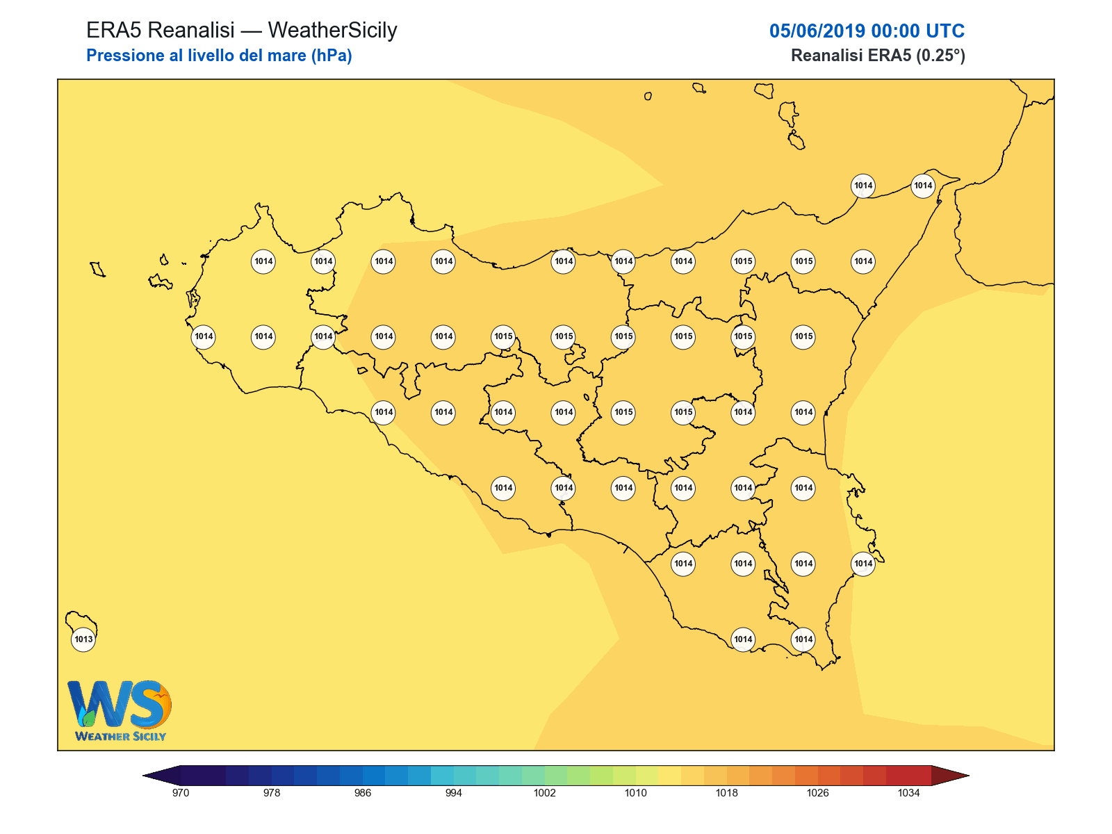 Pressione al livello del mare · 2019060500