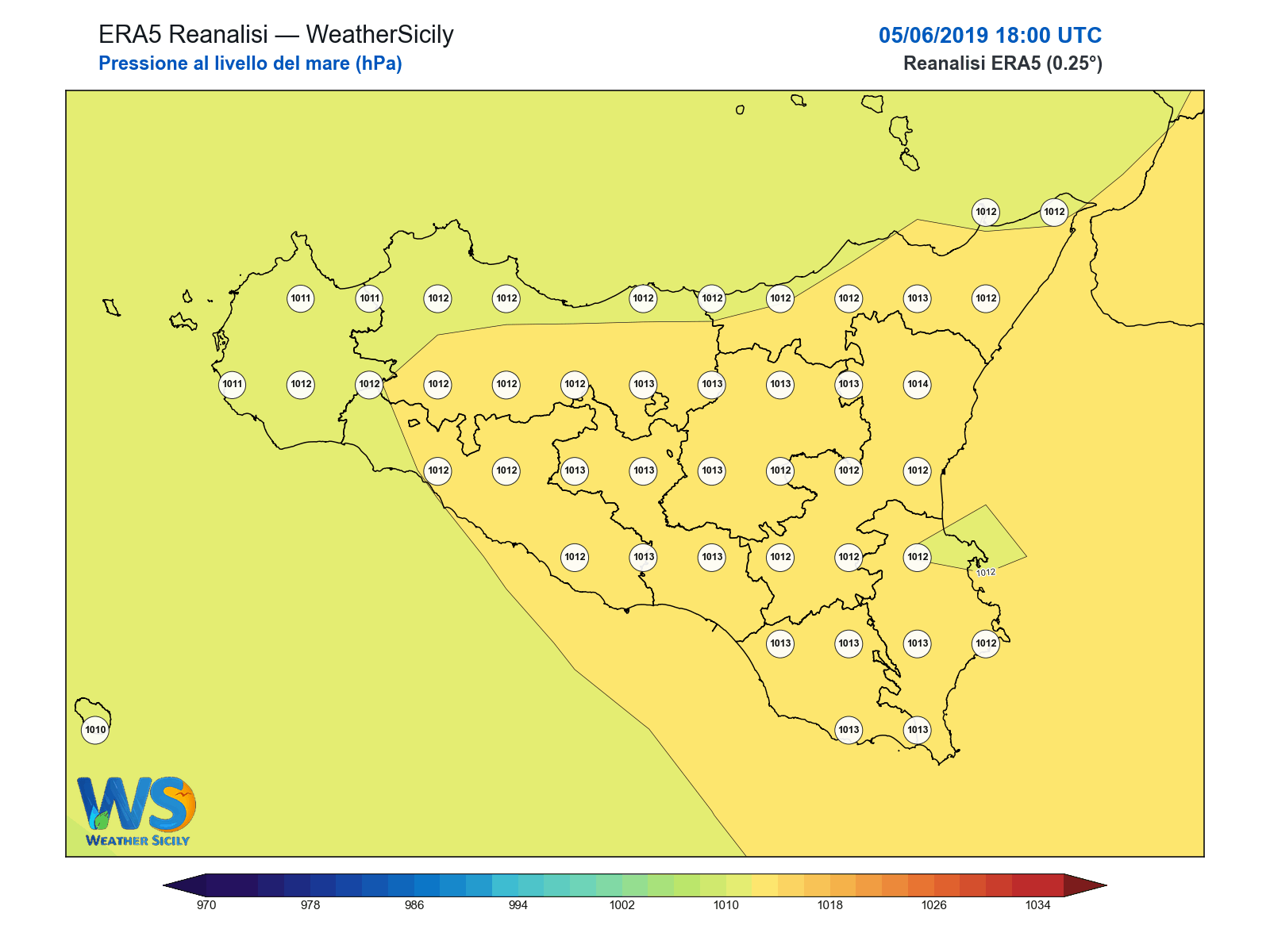 Pressione al livello del mare · 2019060518