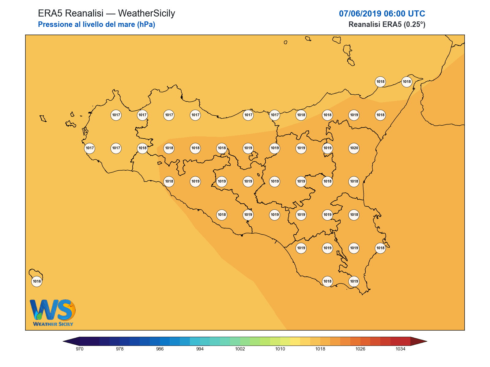 Pressione al livello del mare · 2019060706