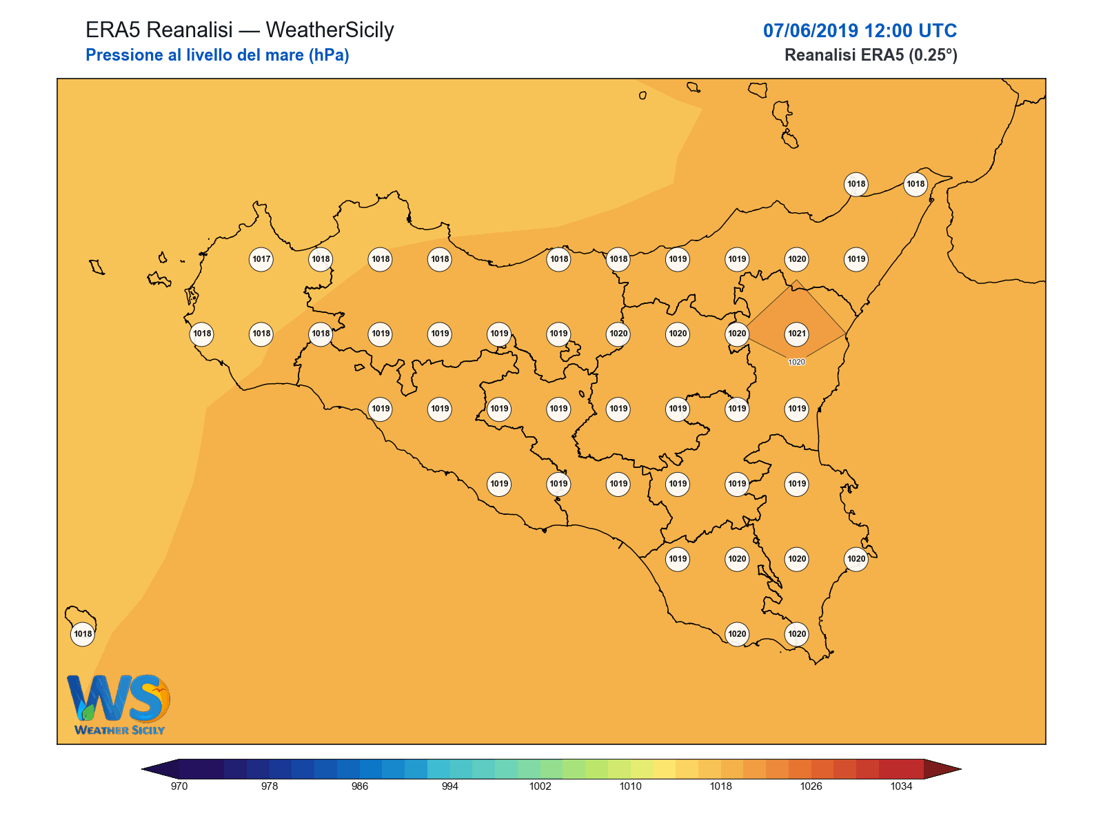 Pressione al livello del mare · 2019060712