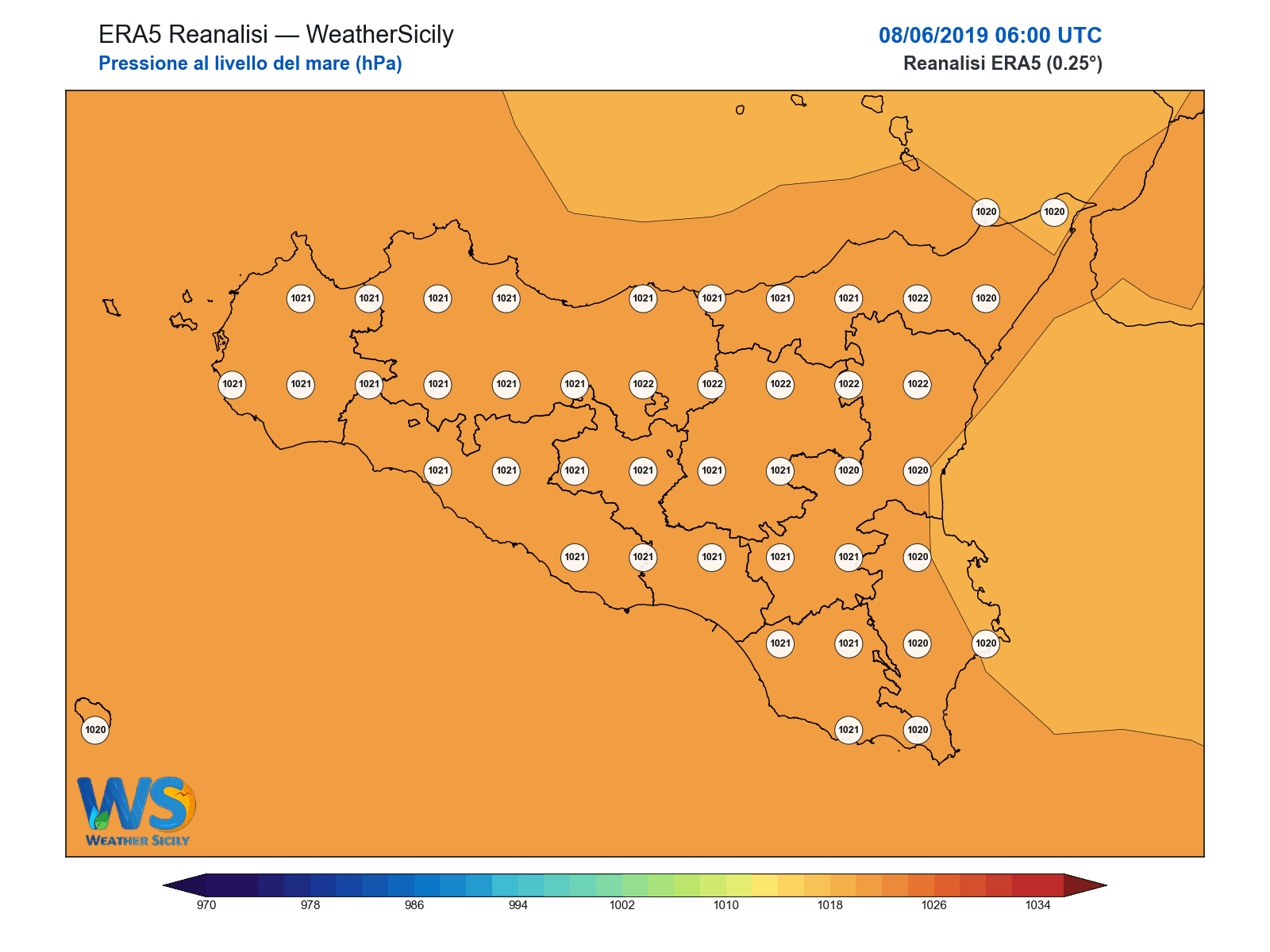 Pressione al livello del mare · 2019060806