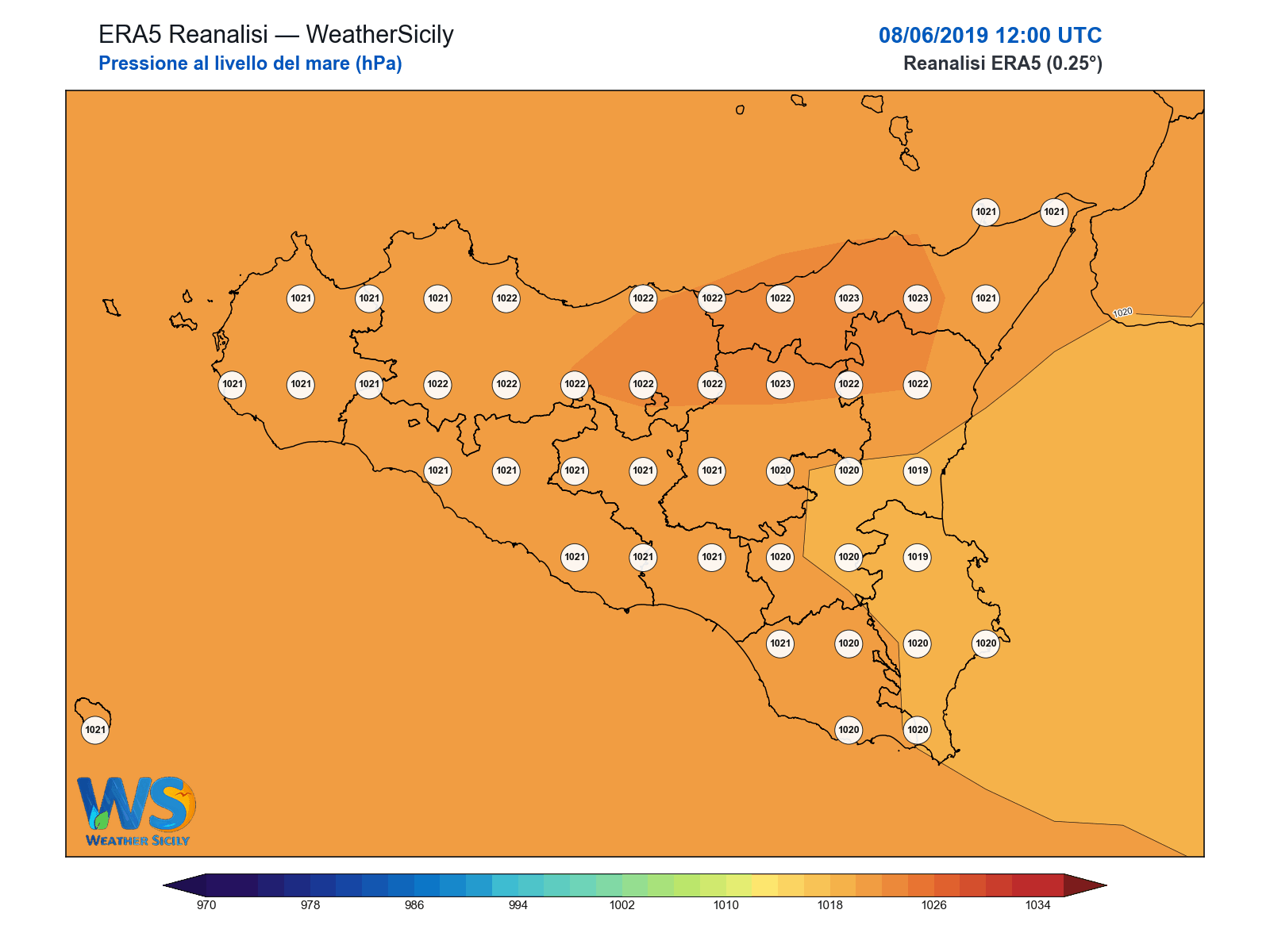 Pressione al livello del mare · 2019060812
