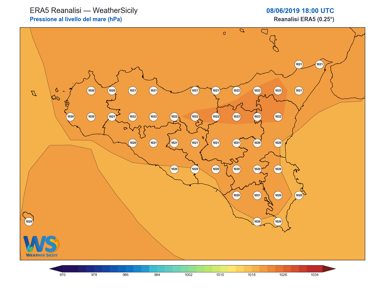 Pressione al livello del mare · 2019060818