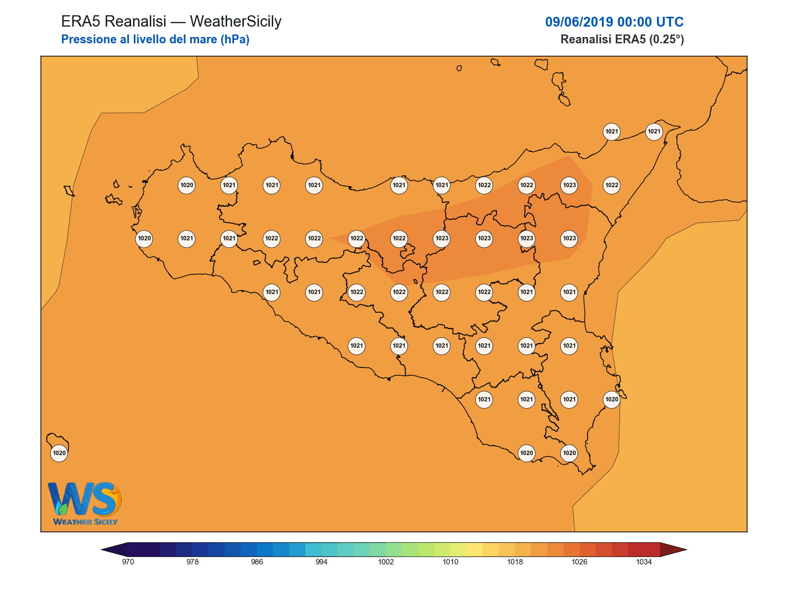 Pressione al livello del mare · 2019060900