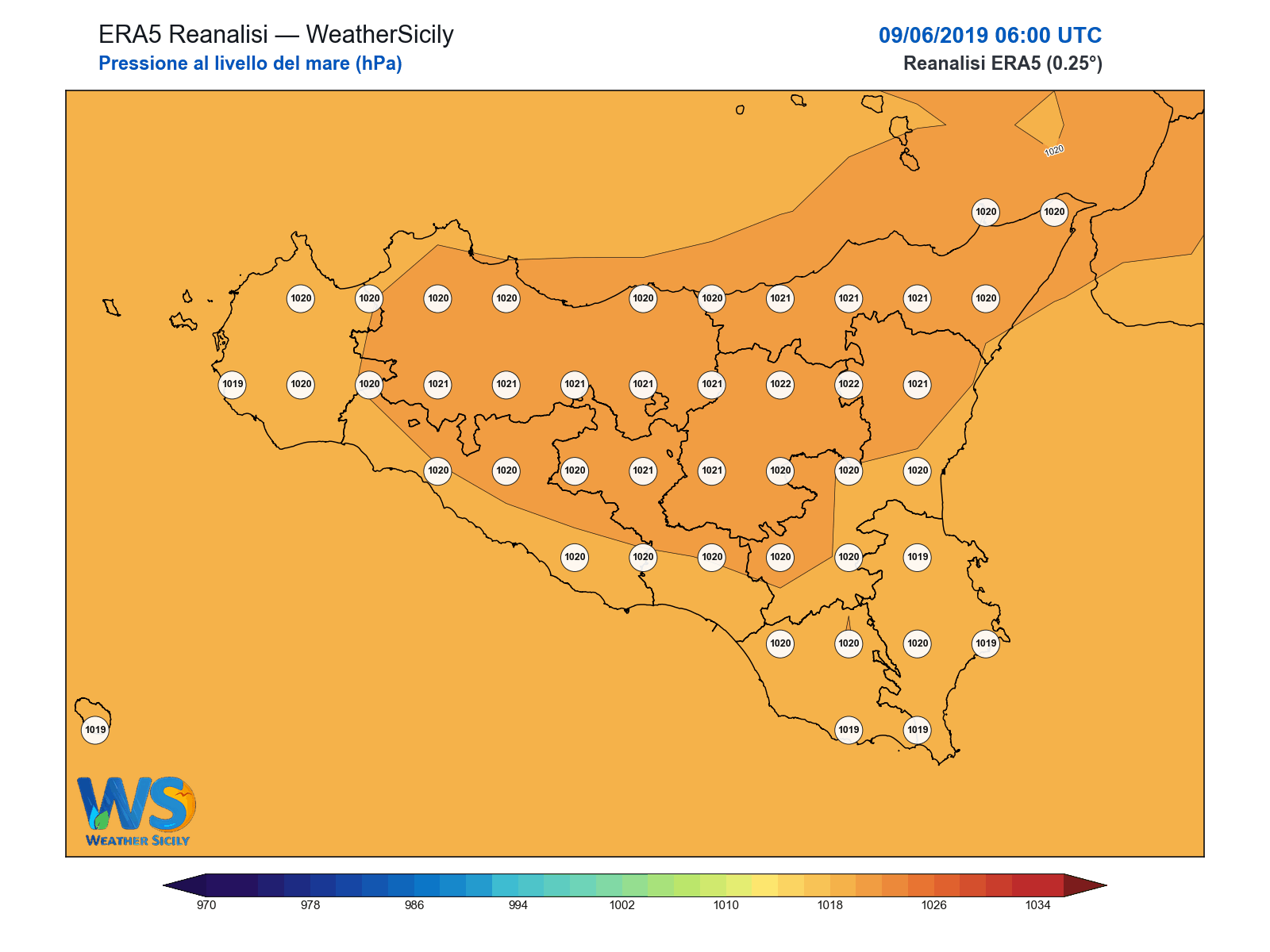 Pressione al livello del mare · 2019060906
