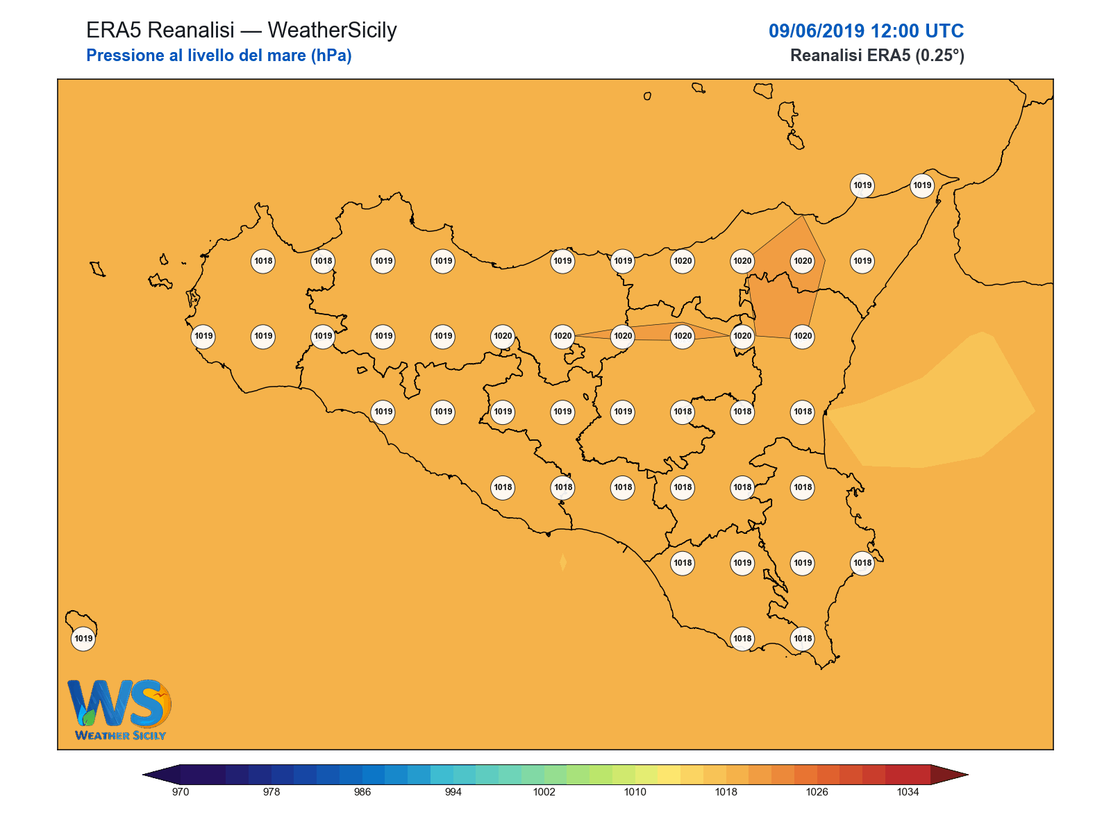 Pressione al livello del mare · 2019060912