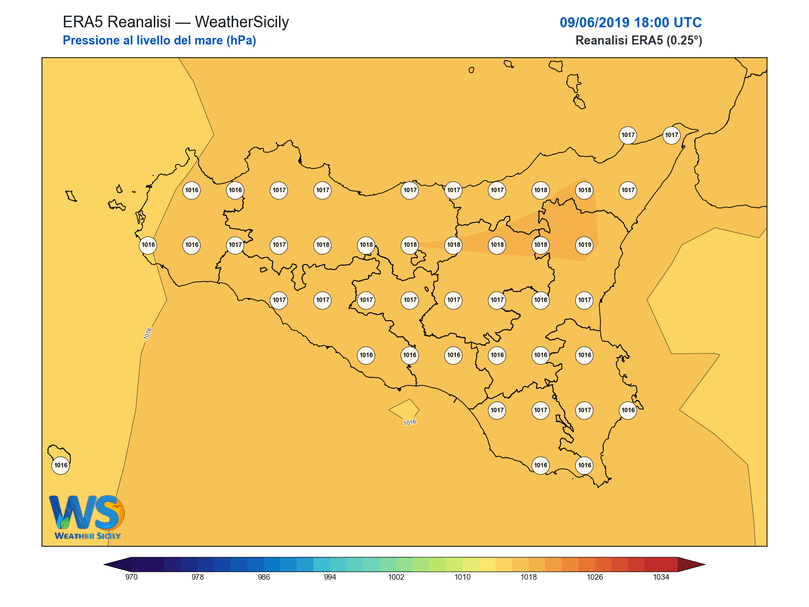 Pressione al livello del mare · 2019060918
