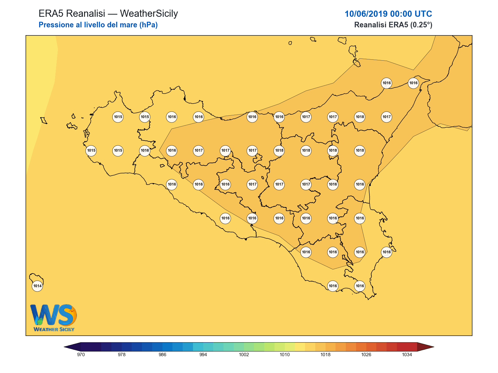 Pressione al livello del mare · 2019061000