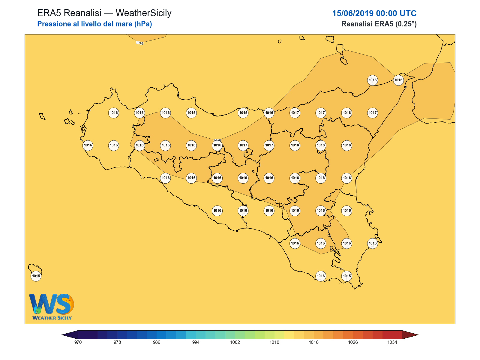 Pressione al livello del mare · 2019061500