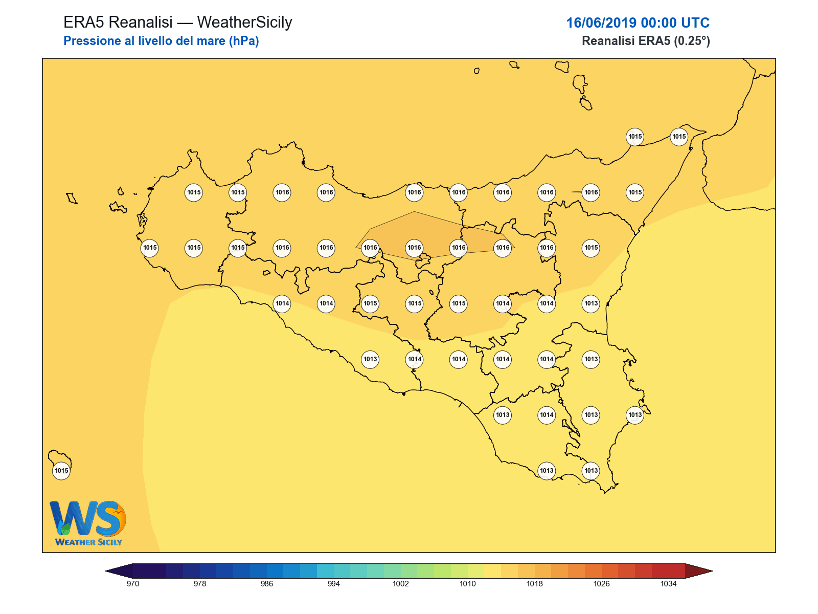 Pressione al livello del mare · 2019061600