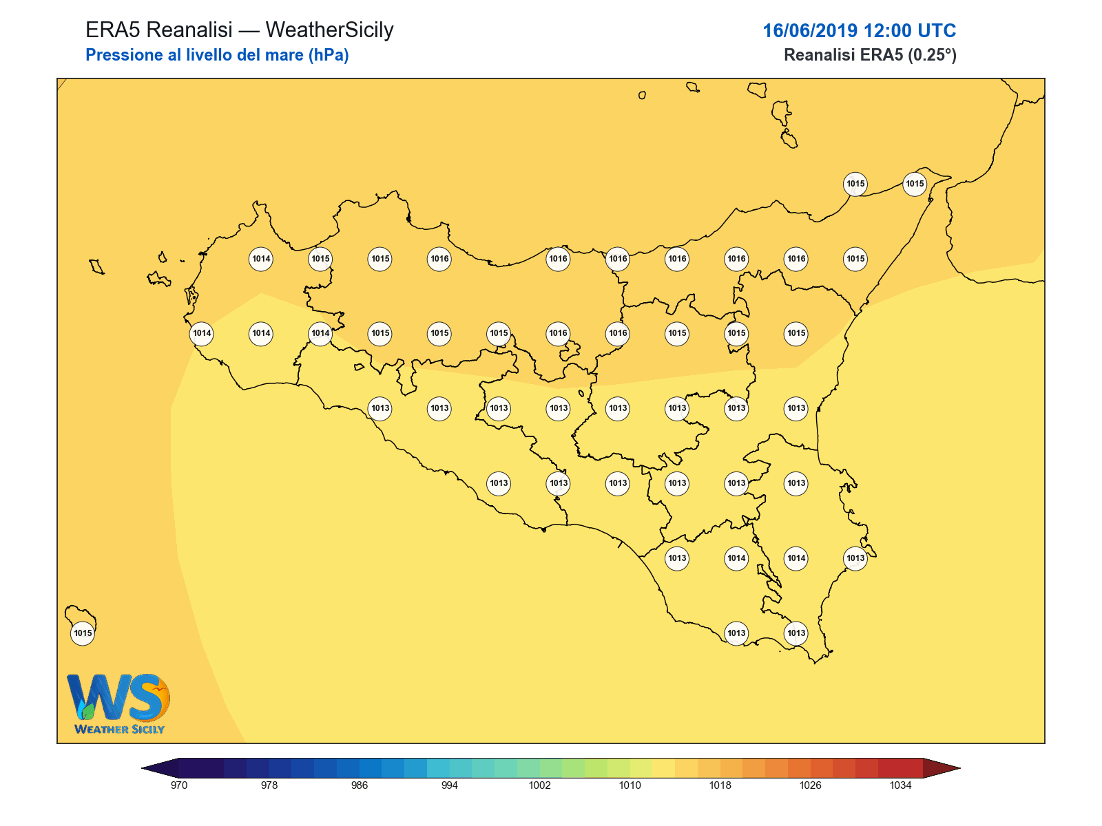Pressione al livello del mare · 2019061612