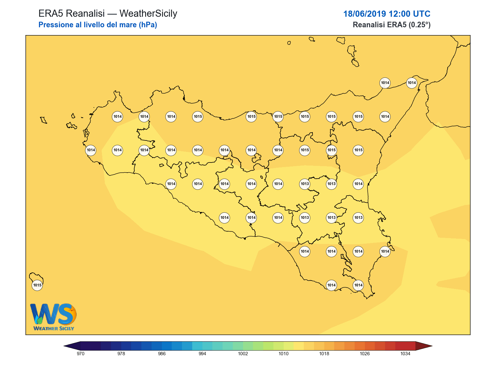 Pressione al livello del mare · 2019061812