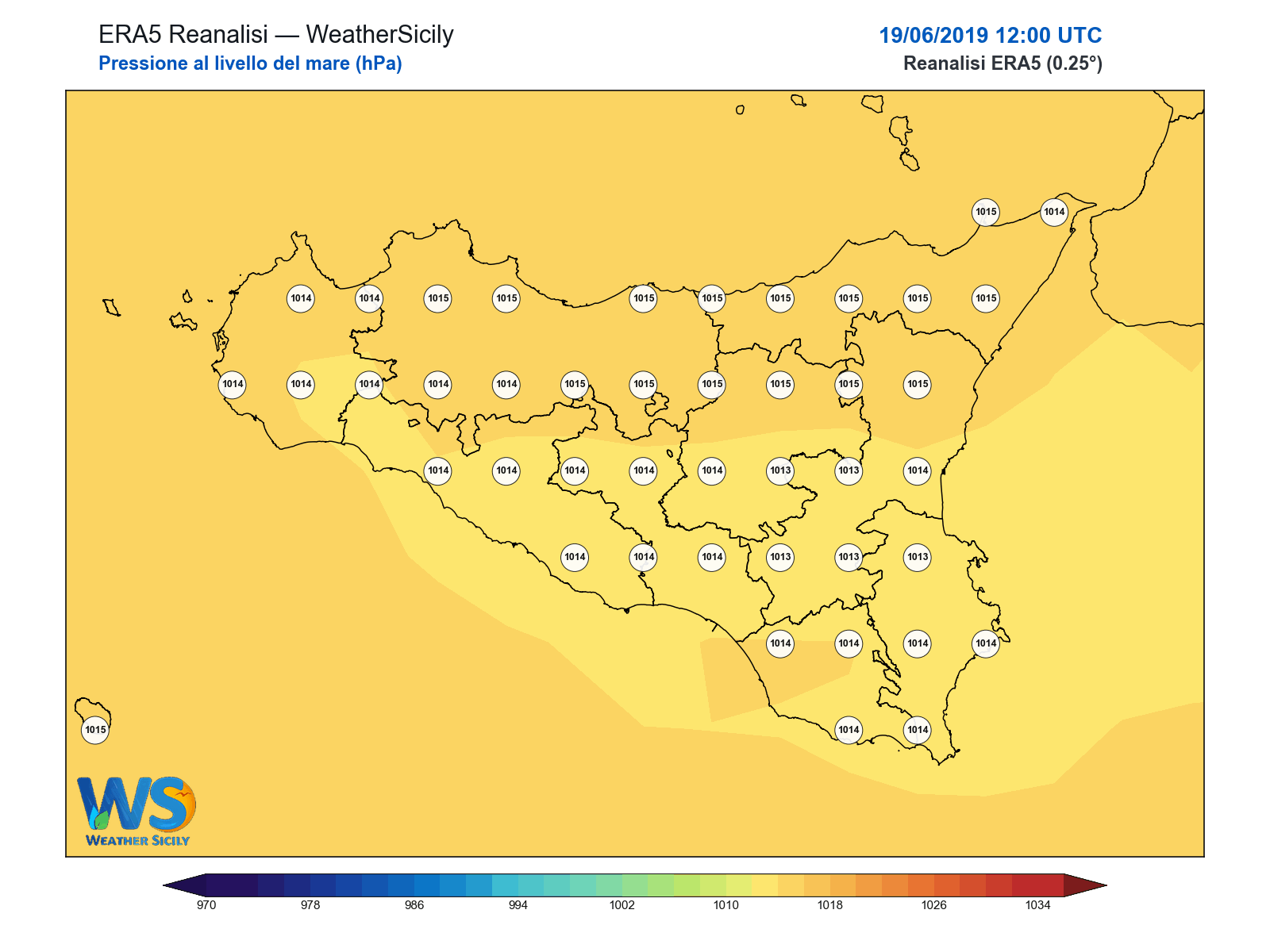 Pressione al livello del mare · 2019061912