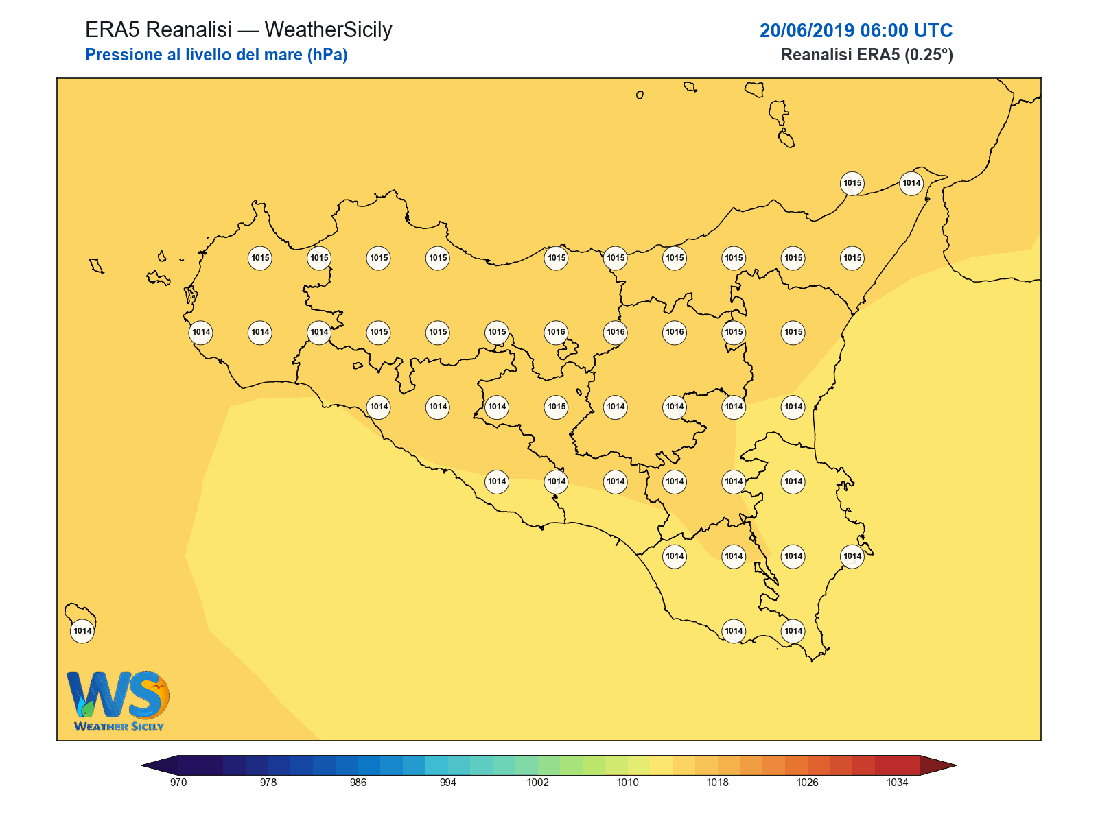 Pressione al livello del mare · 2019062006