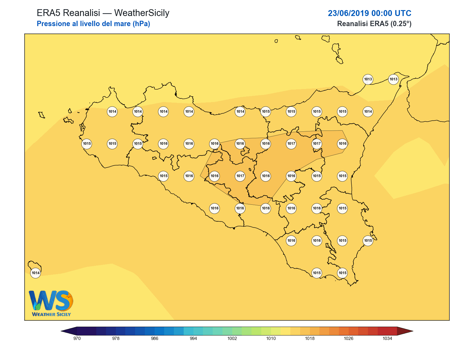 Pressione al livello del mare · 2019062300
