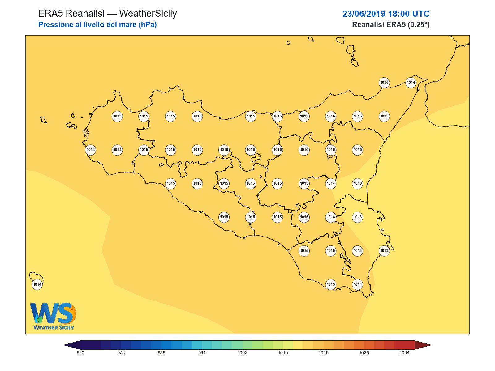 Pressione al livello del mare · 2019062318