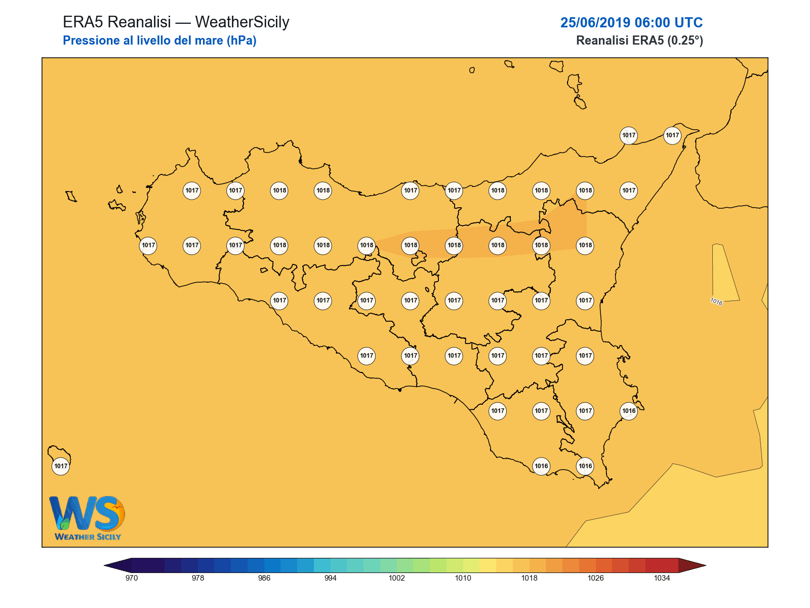 Pressione al livello del mare · 2019062506